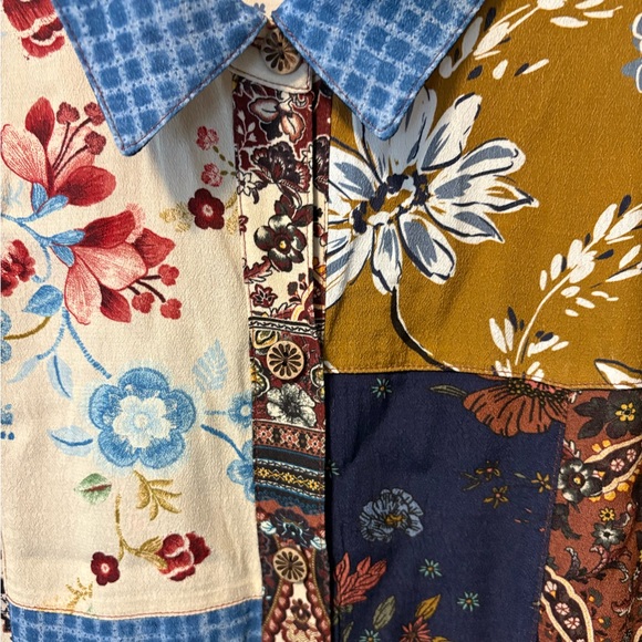 NWT John Mark patchwork Indian summer button tunic blouse top women m medium new - Picture 4 of 7